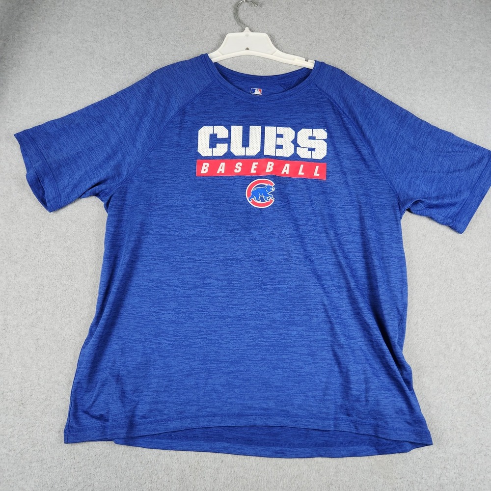Chicago Cubs Shirt Men XXL Blue Genuine Merchandise MLB Short Sleeve Performance